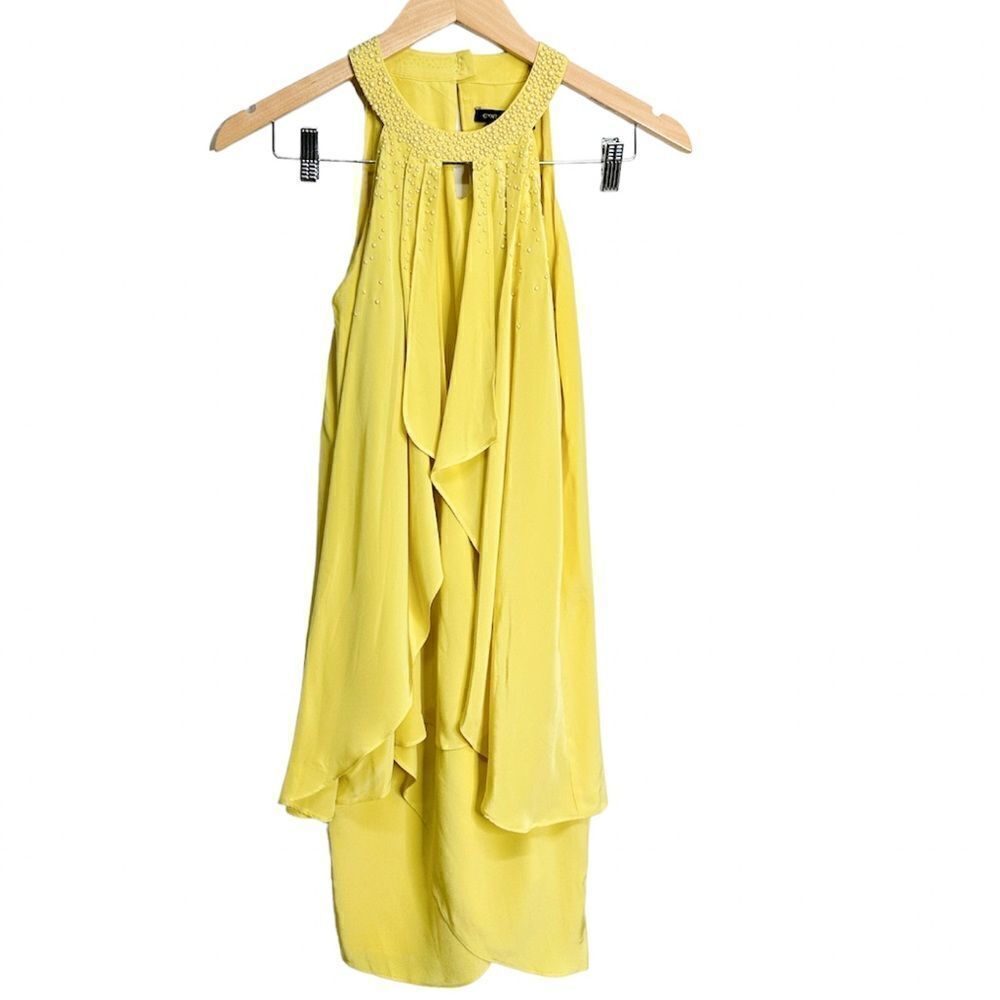 Cynthia Steffe Women’s Halter Silk Yellow Studded‎ Dress Size 0